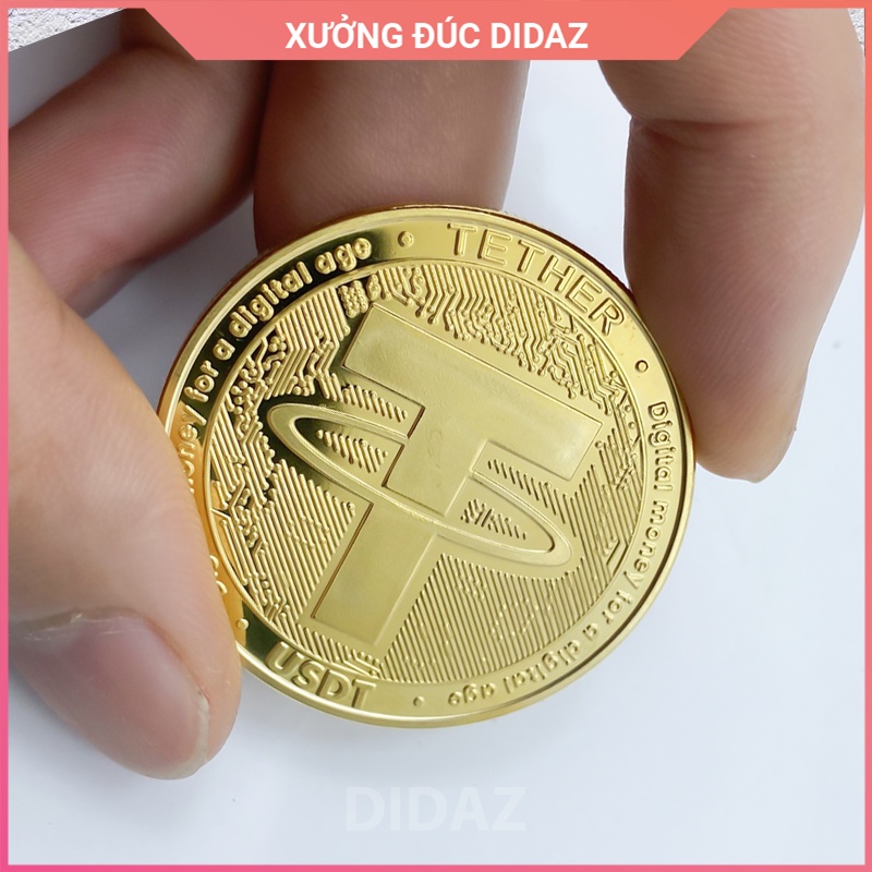 Đồng xu USDT bitcoin crypto kỉ niệm, trang trí, sự kiện, may mắn , tài lộc