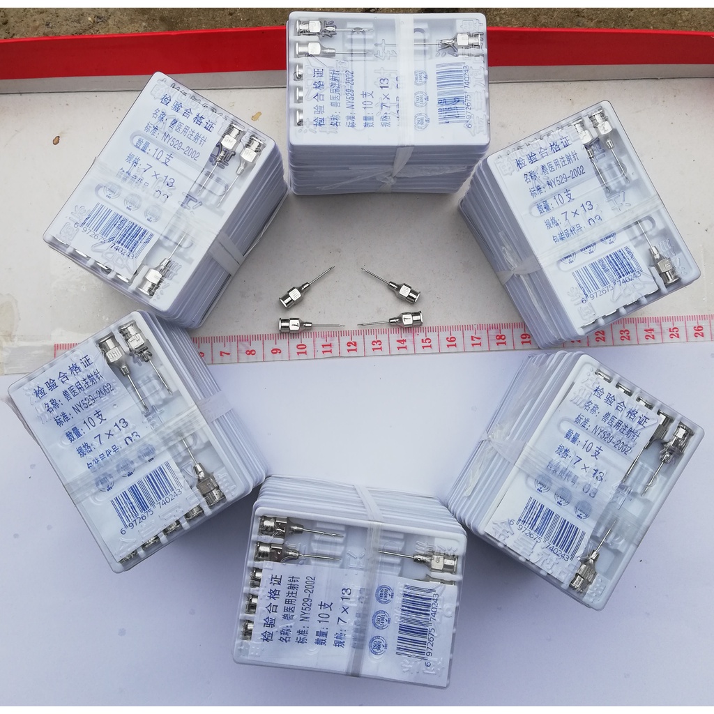 Kim tiêm số 7x13;  Số lượng 1 vỉ 10 cái Dùng để tiêm gia súc, gia cầm, chó, mèo...
