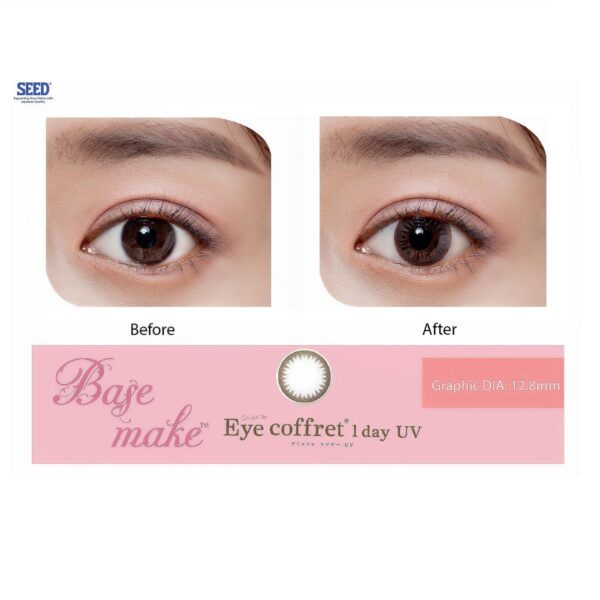 Kính áp tròng Eye coffret 1day UV SEED màu Base Make loại dùng 1 ngày cận tới 12 độ, êm mát mắt, dưỡng ẩm cao cấp