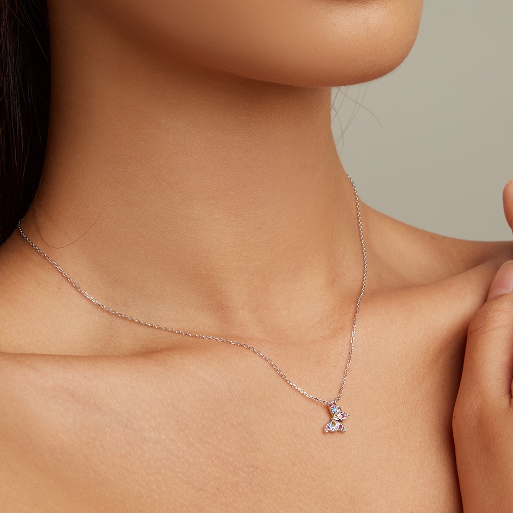 BAMOER Dây ChuyềN bạc 925 HìNh BướM NhiềU MàU ThờI Trang