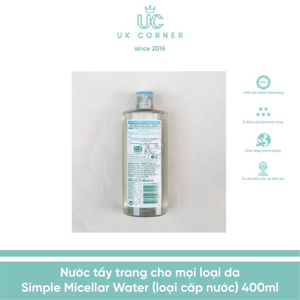 Tẩy trang cho mọi loại da Simple Micellar Water