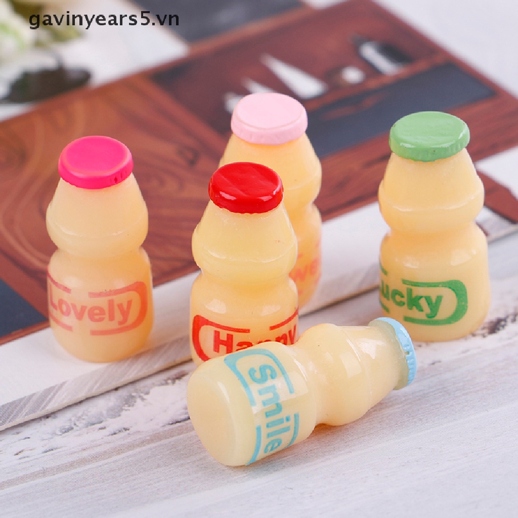 Set 5 ly sữa đồ chơi mini cho nhà búp bê