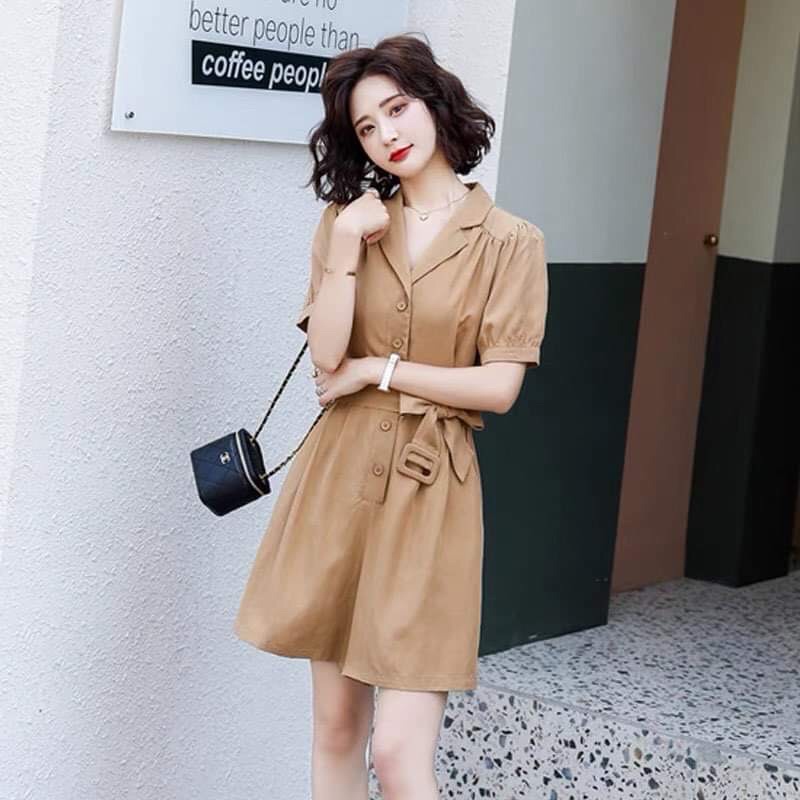 Jumpsuit kaki lụa nữ cao cấp kiểu dáng phong cách QCNP4079
