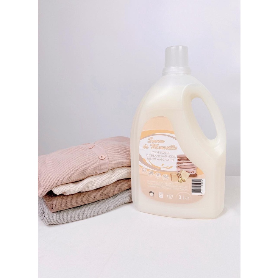 1 Thùng 4 can nước giặt Savon de Marseille 3L - sản xuất tại Bỉ cho thị trường Pháp