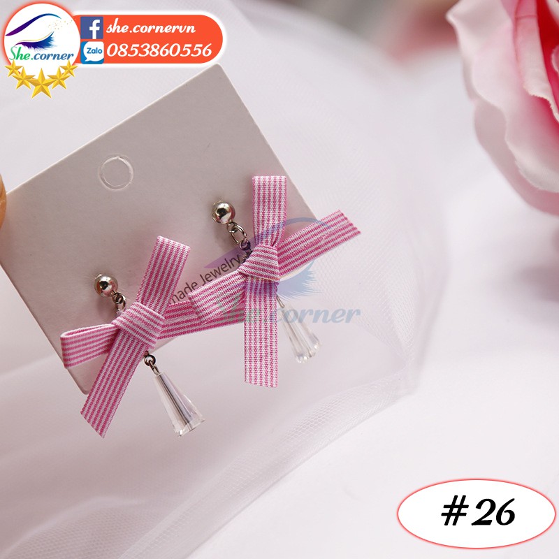 Hoa tai bông tai Hàn Quốc cánh hoa, vỏ sò hồng Q020 thời trang #21-40