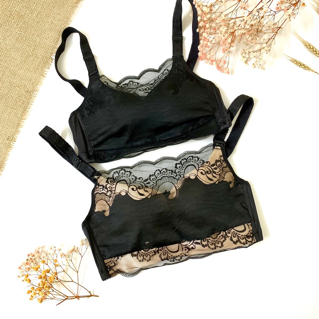 Áo lót nữ dáng bra su đúc phối ren mềm nâng đẩy ngực chống sa trễ(V-11D)