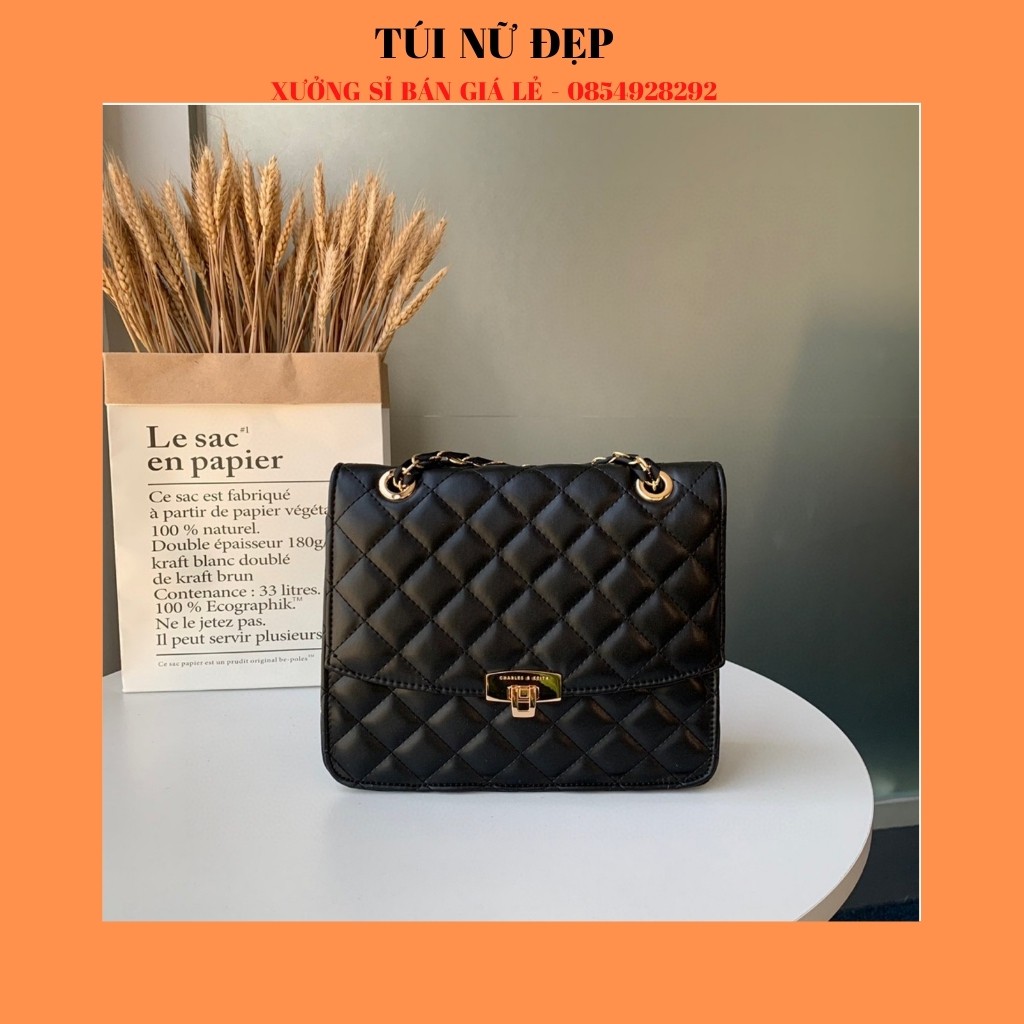 [Mã WAMT2405 giảm 10K đơn 0K] Túi Đeo Chéo Nữ 💖 FREESHIP 💖 Túi Xách Nữ Viền Trám Size 24 có Màu Đen và Nude 2020 | BigBuy360 - bigbuy360.vn