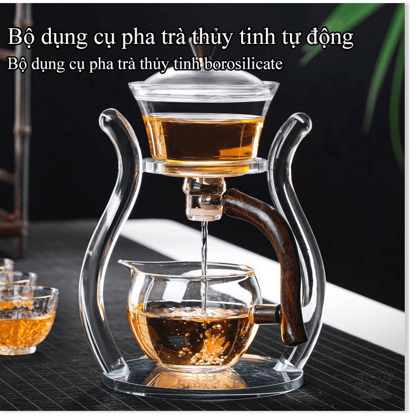 Woldmart - Set Trà Cao Cấp BOROSILICATE & WOOD 6cup