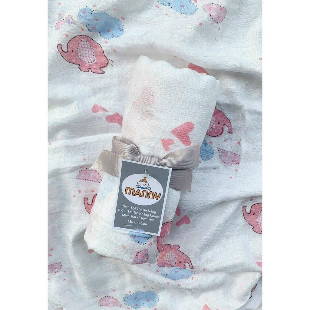 Khăn tắm sợi  tre - khăn đa năng Manny trơn  Sợi Tre 100% siêu mềm mịn cho bé