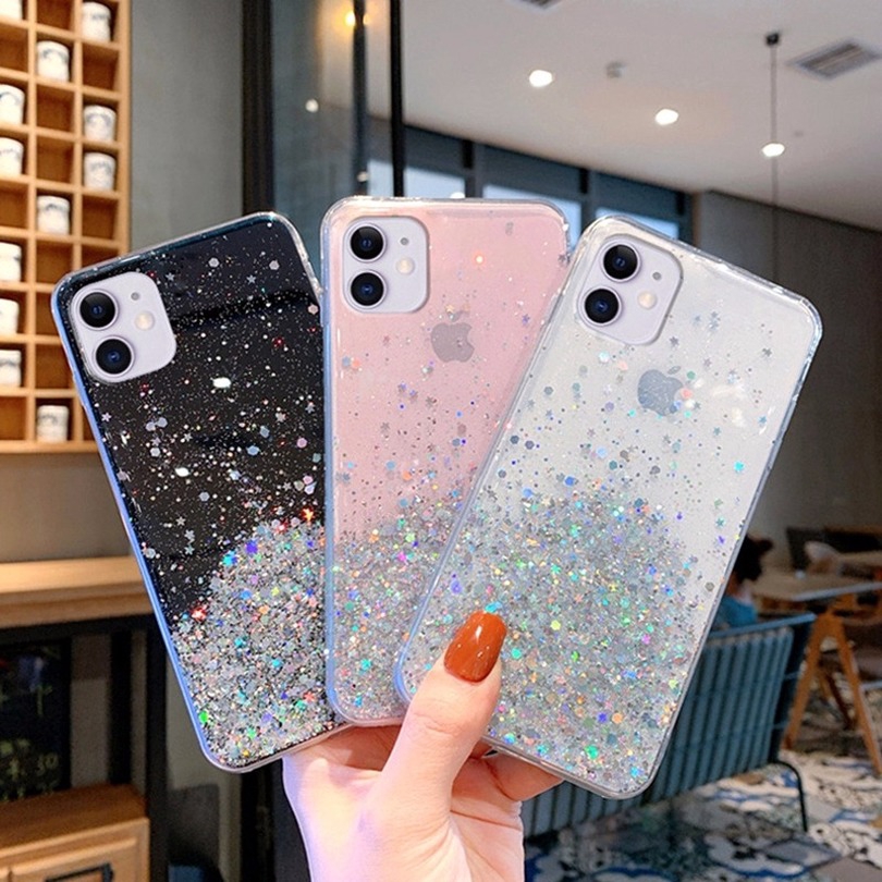 Case Samsung A71 A51 A50S A40S A30S A20S A10S A70 A60 M30 M40 A50 A40 A30 A20 A10 M10 Shine Star Glitter Bling Sequins Transparent Silicone cover Casing