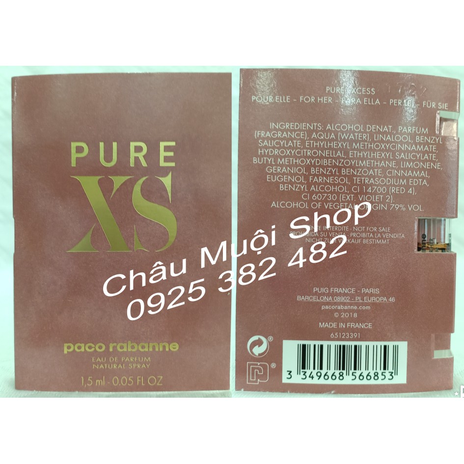 Mẫu Thử Nước Hoa Paco Rabanne Pure XS For Her -1.5ml