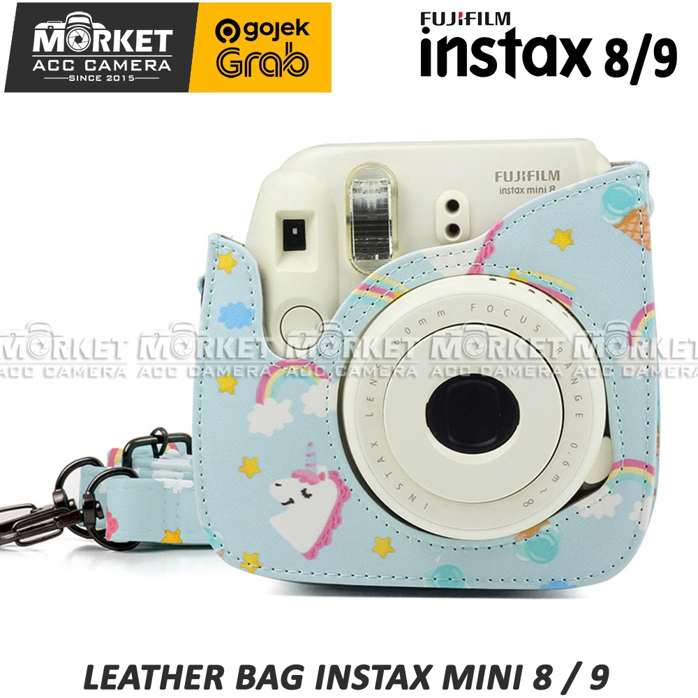 Túi Da Đựng Máy Ảnh Instax Mini 8 / 9 - Polaroid Hình Kỳ Lân Cầu Vồng Xinh Xắn