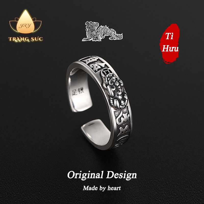 Nhẫn Nam Tì Hưu Giữ an toàn Làm như cũ Cổ điển Tiếng Phạn Khí chất bá đạo Ba chiều Bạc Thái Làm bằng tay NH-152