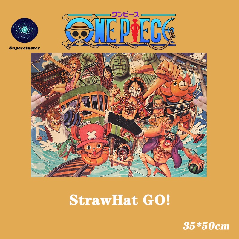 Áp Phích Trang Trí Nội Thất Hình One Piece "Strawhat Go" 35x50cm