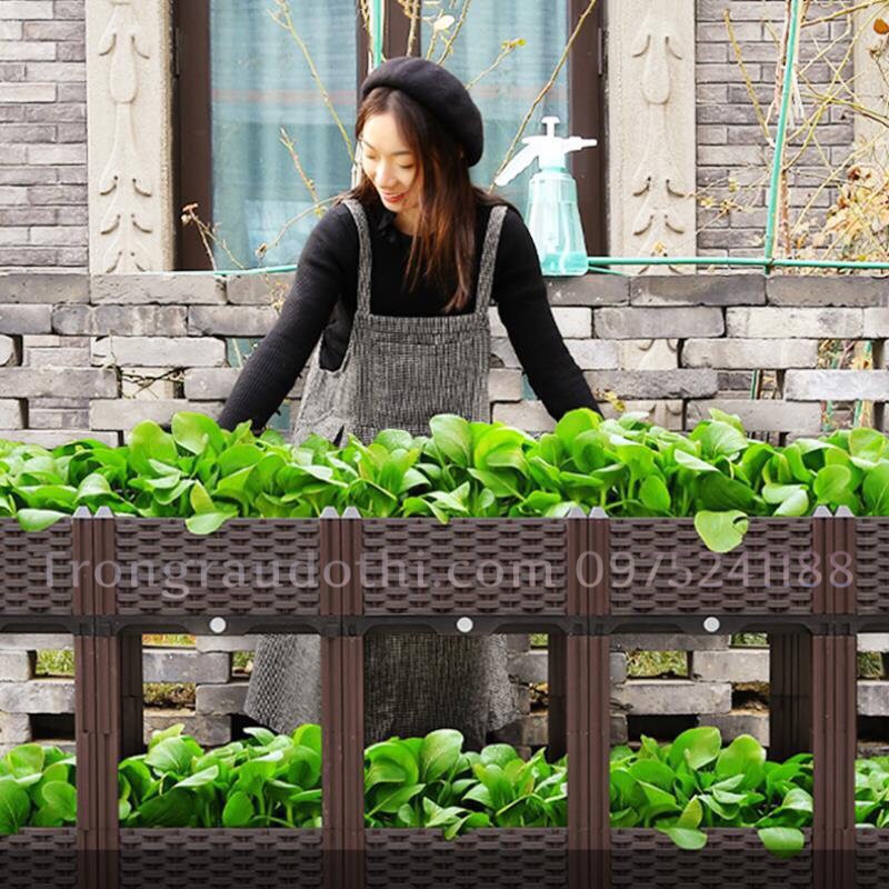 Chậu nhựa lắp ghép trồng cây 40x40x22cm, sang trọng, đẹp, tiện lợi, bền 5-7 năm