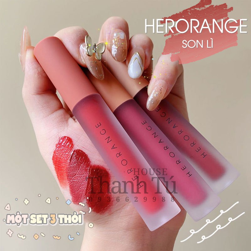 Set 3 son kem lỳ Her Orange FLUFLY LIP GLAZE chất son mềm cao cấp dễ trang điểm