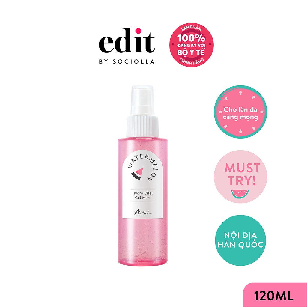 Xịt Dưỡng ARIUL Làm Dịu Và Cấp Ẩm Chiết Xuất Dưa Hấu Watermelon Hydro Vital Gel Mist 120ml