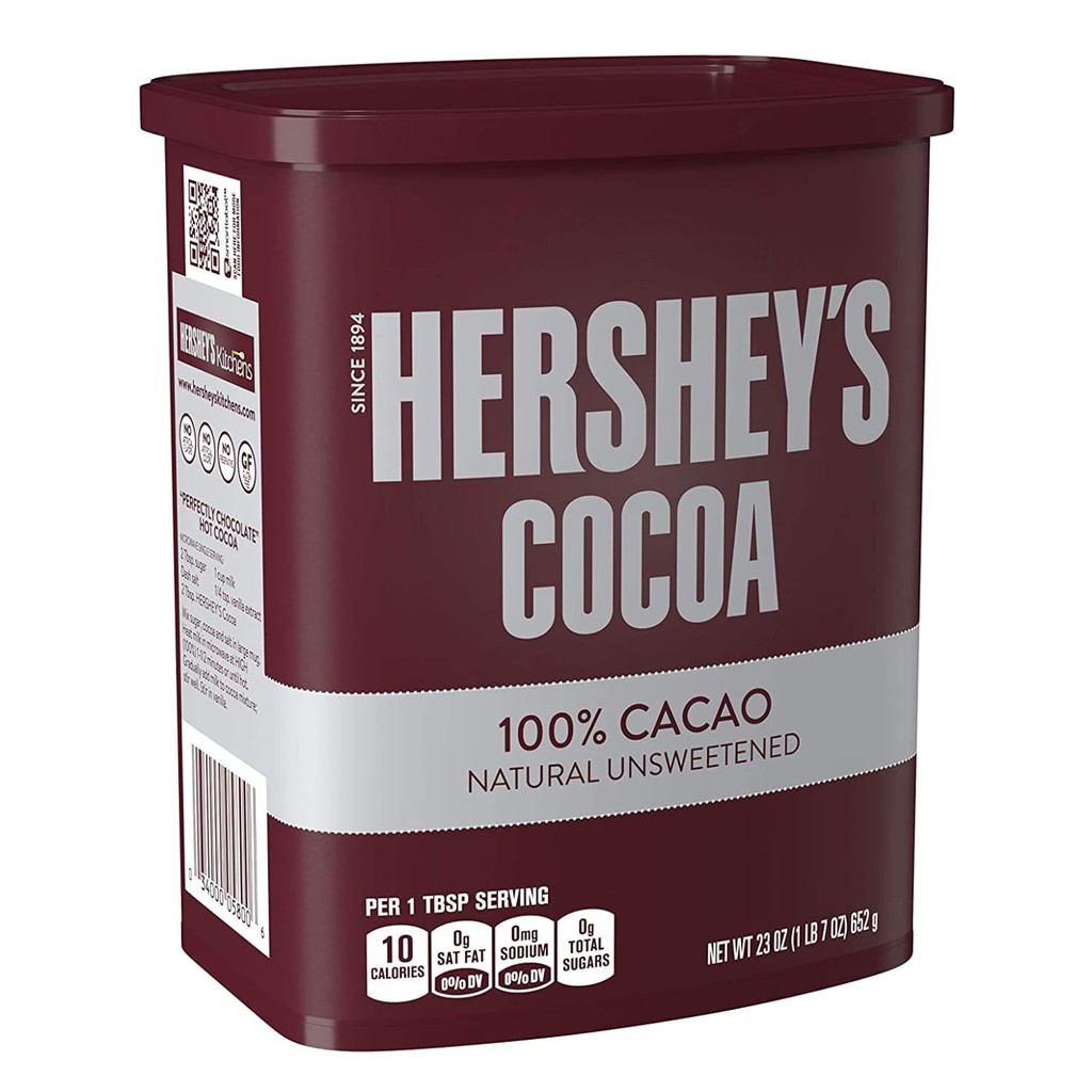 Date 8/2022- Bột cacao Hershey's Cocoa powder (Hershey’s Cocoa Natural Unsweetened 100% Cocoa)- 226gr