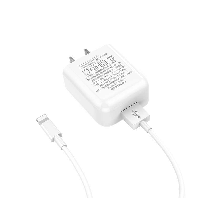 Bộ Cốc sạc và Cáp sạc Hoco C49 cổng Lightning dành cho iPhone/iPad, Output max 2A (Trắng)