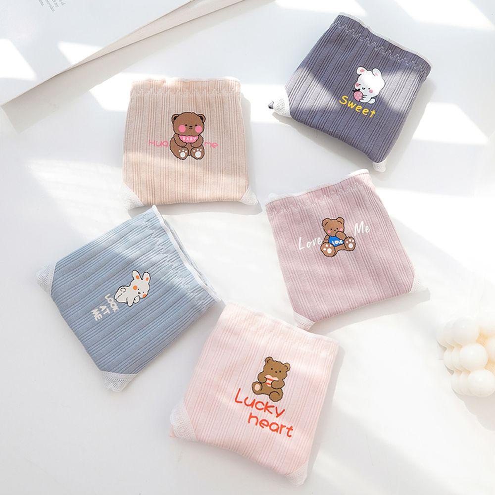 OCEANMAP Quần Lót Cotton Họa Tiết Thỏ Hoạt Hình Và Chữ In Cho Nữ