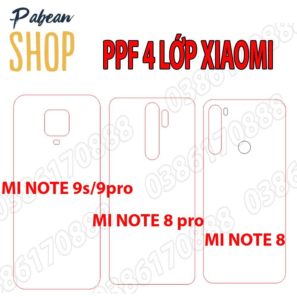 [NHÁM + TRONG]Dán lưng PPF 4 lớp chống va đập cho XIAOMI MINOTE 9S/9PRO/ MINOTE 8/8PRO