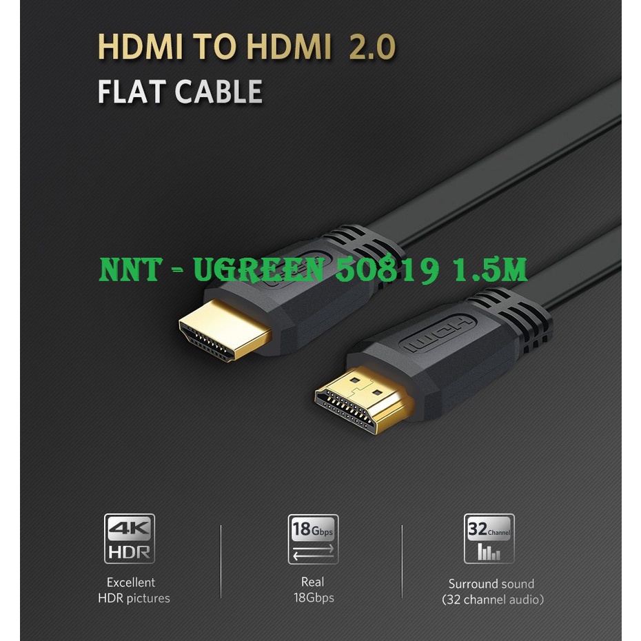 Cáp HDMI 2.0 Dài 2m hỗ trợ 4K@60MHz chính hãng Ugreen 70159 cao cấp