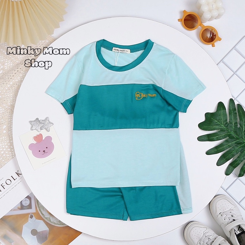 Bộ cộc tay phối màu MinKy Mom cho bé trai 10-28kg