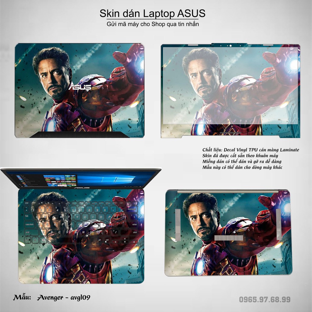 Skin dán Laptop Asus in hình Avenger (inbox mã máy cho Shop)