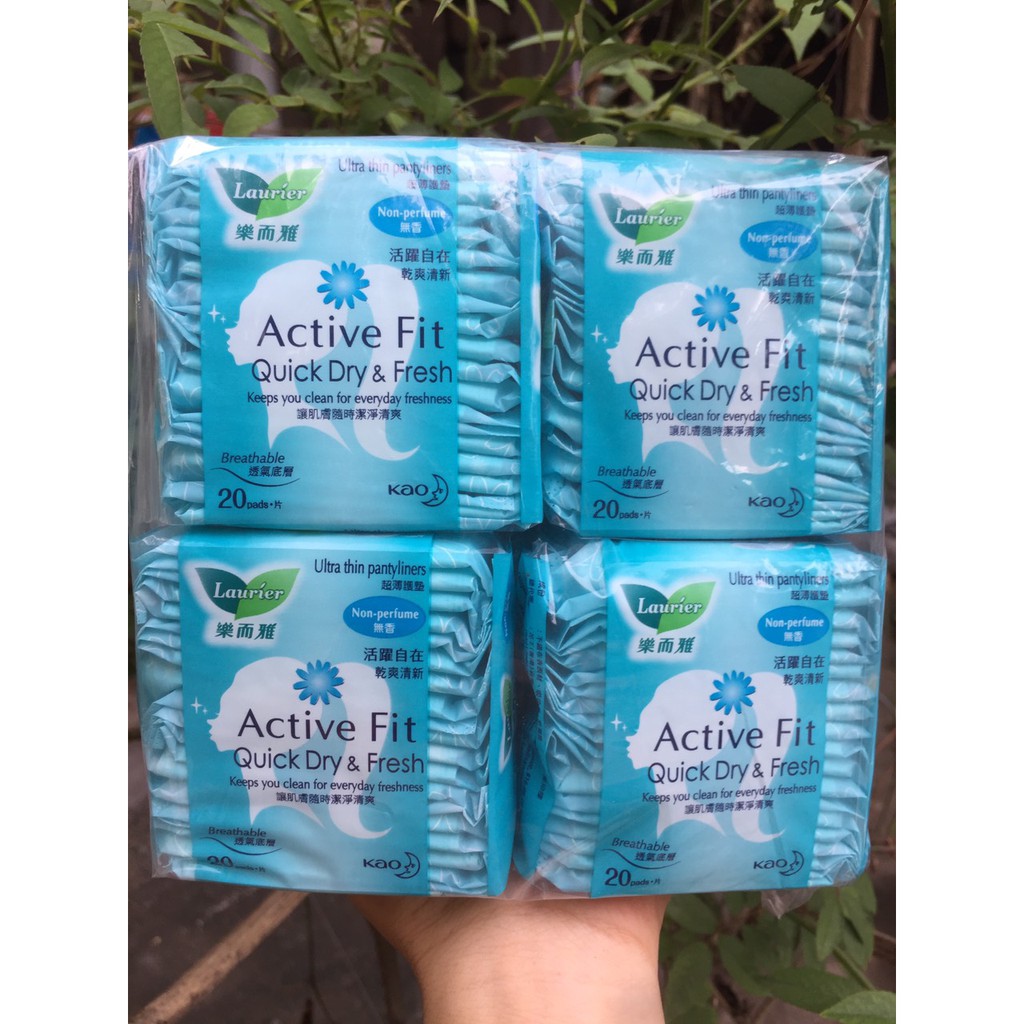 BĂNG VỆ SINH HÀNG NGÀY LAURIER ACTIVE FIT QUICK DRY AND FRESH 20 MIÊNG xanh