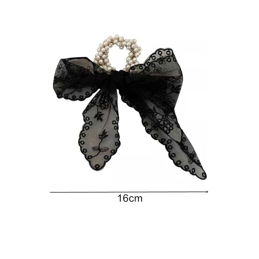 ROWANS Dây Cột Tóc Đuôi Ngựa Bằng Vải Voan Phối Ren Co Giãn Dễ Thương