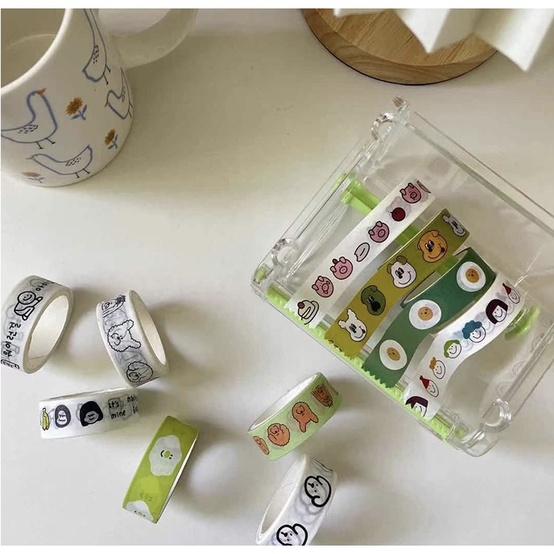 Washi tape/Băng keo giấy hoạ tiết gấu phong cách Nhật Bản