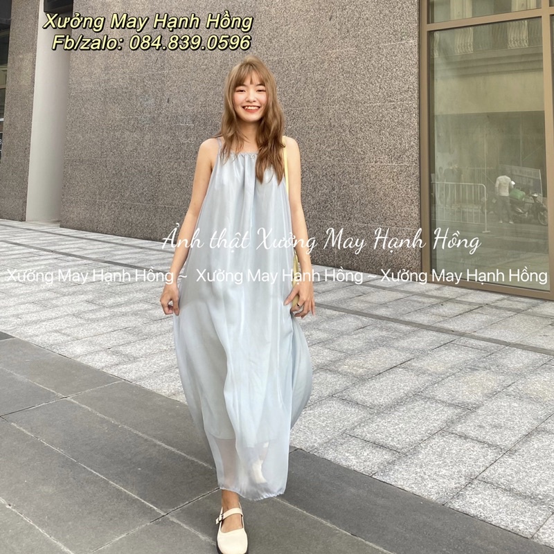 Váy 2 dây xanh, đầm hai dây maxi xanh ngọc đi biển, du lịch | BigBuy360 - bigbuy360.vn