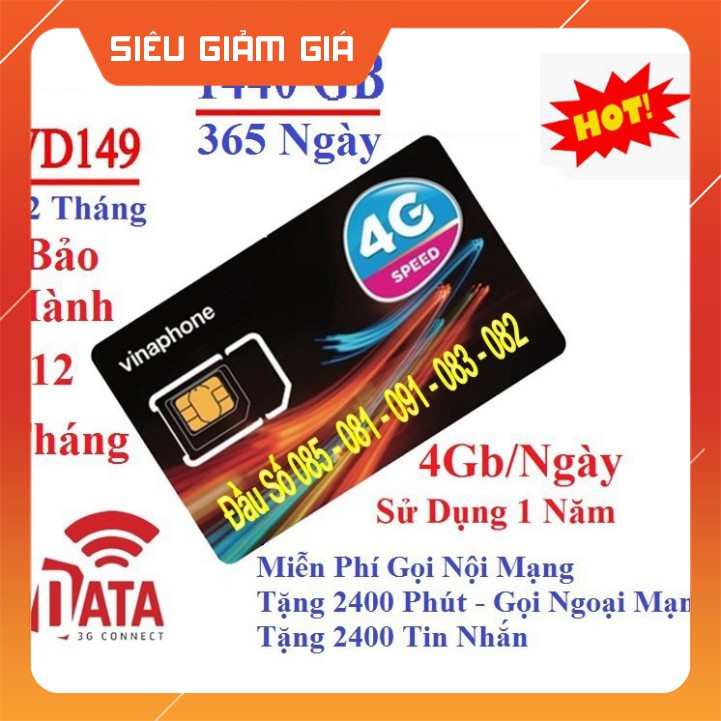 Sim vinaphone 4gb 1 ngày,120gb 1 tháng vd89,vd149 trọn gói 1 năm miễn phí