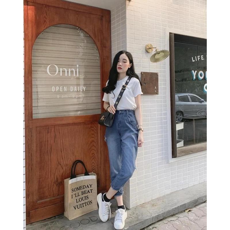 Quần jean dáng baggy ống thụng rách sườn cho nữ YUKAGO SB1761
