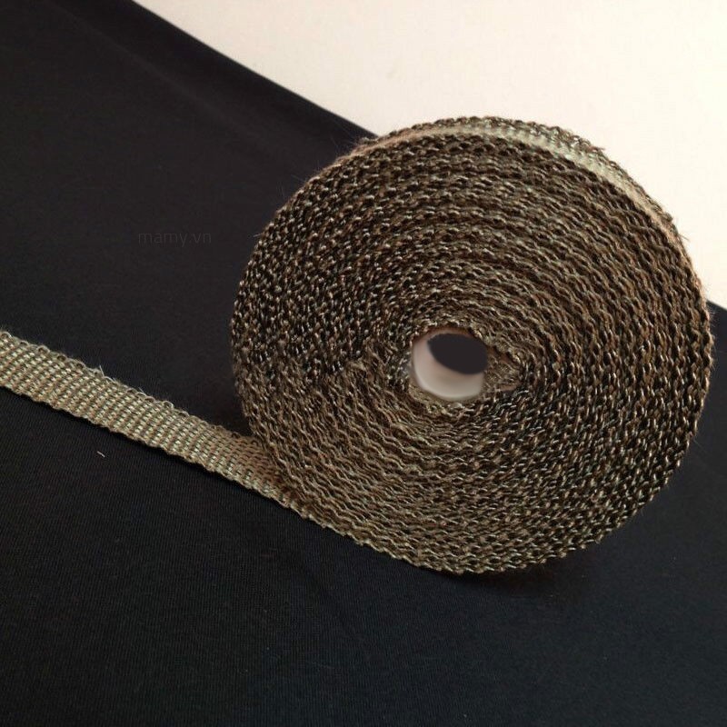 Cuộn vải quấn cách nhiệt + 6 thanh buộc bằng thép không gỉ tiện dụng 2.5cm*15m cho pô xe máy