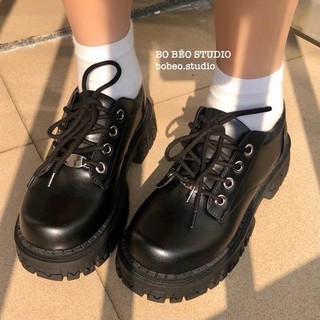 (HÀNG CÓ SẴN) GIÀY ĐẾ BẰNG O2021 LEATHER PLATFORM OXFORD SHOES - GIÀY ULZZANG ĐẾ BẰNG MẪU MỚI 2021 ĐẾ CAO 4CMNA