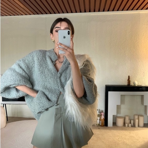 Áo cardigan dệt kim dáng rộng thời trang phong cách cổ điển đẹp mắt