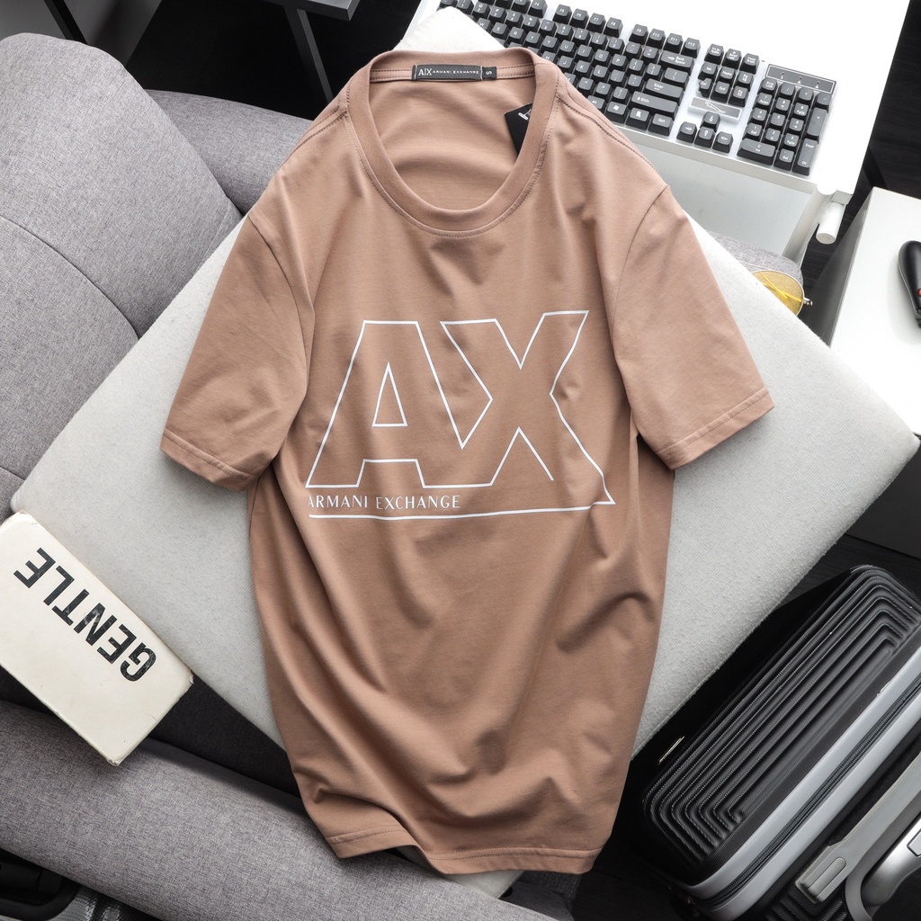 Áo thun phông rộng phom 50 - 95 Kg cộc tay - Unisex - In hình - ArmaniExchange - Đen, Trắng, Ca Cao