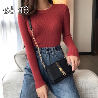 Áo thun len tăm cổ tròn tay dài