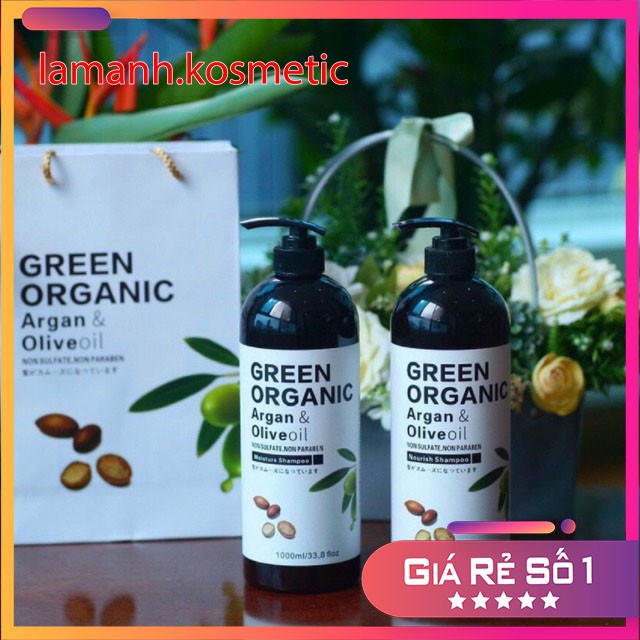 Dầu gội GREEN ORGANIC phục hồi tóc hư tổn khô sơ kiềm dầu sạch gàu, hương thơm nước hoa cặp gội xả 100ml chính hãng