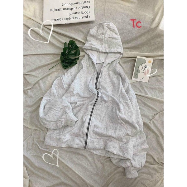Áo khoá hoodie mũ trơn hai lớp TC12 | BigBuy360 - bigbuy360.vn