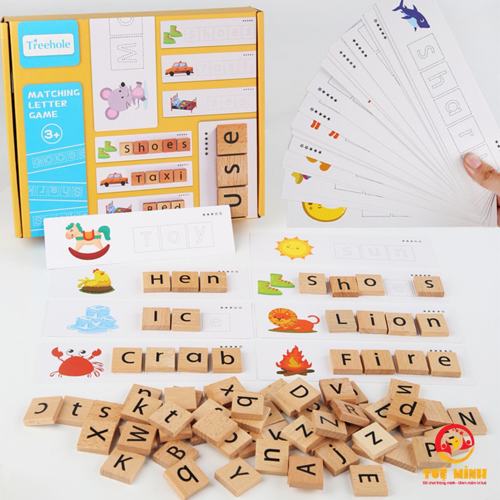 [Mã LIFETOYS1 giảm 30K đơn 99K] Bộ Ghép Chữ Đồ Chơi Gỗ Giúp Bé Học Vần Tiếng Anh