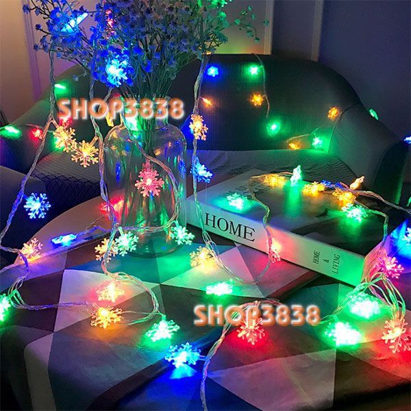 (Nguồn USB) Dây Đèn Led Bông Tuyết Dài 3M - 20 Bóng Chớp Màu Trang Trí Noel Lễ Tết