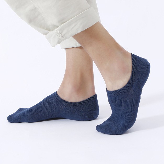 Tất (vớ) nam cổ ngắn màu trơn chất cotton hãng Pierpolo thiết kế lưới kép thông thoáng chống hôi chân