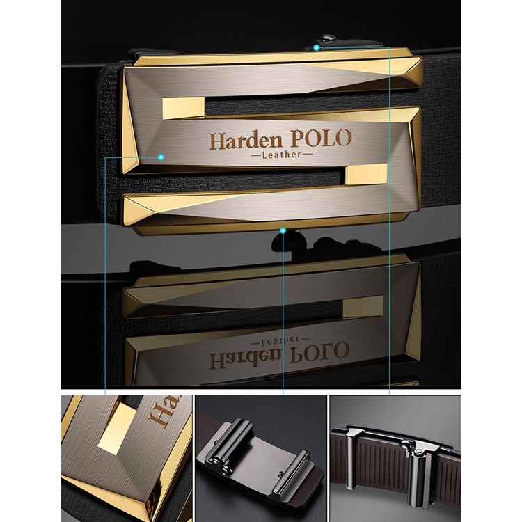 Dây lưng nam HARDENPOLO cao cấp da bò fullbox khóa tự động EL05