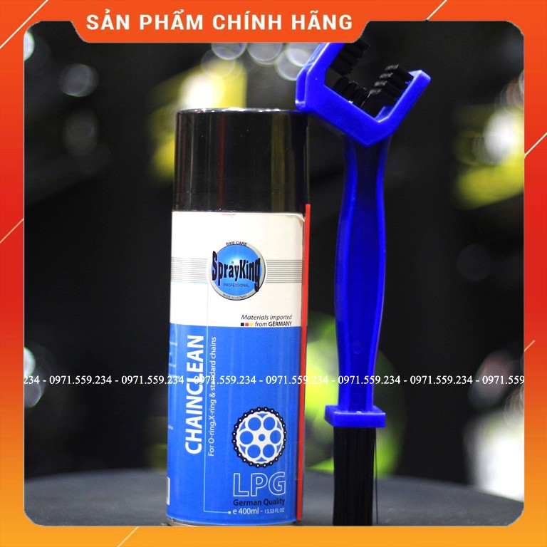 Bộ xịt vệ sinh sên gồm Dưỡng sên SprayKing + Rửa sên SprayKing  + Bàn chải sên 3D