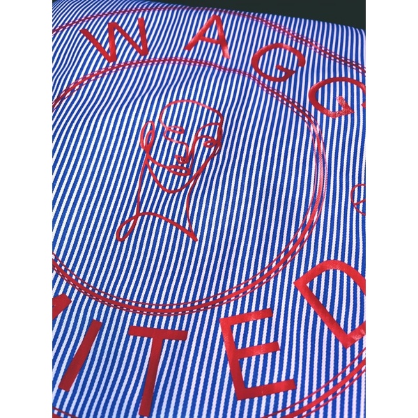 Sơ mi nam sọc kẻ xanh logo WAGG