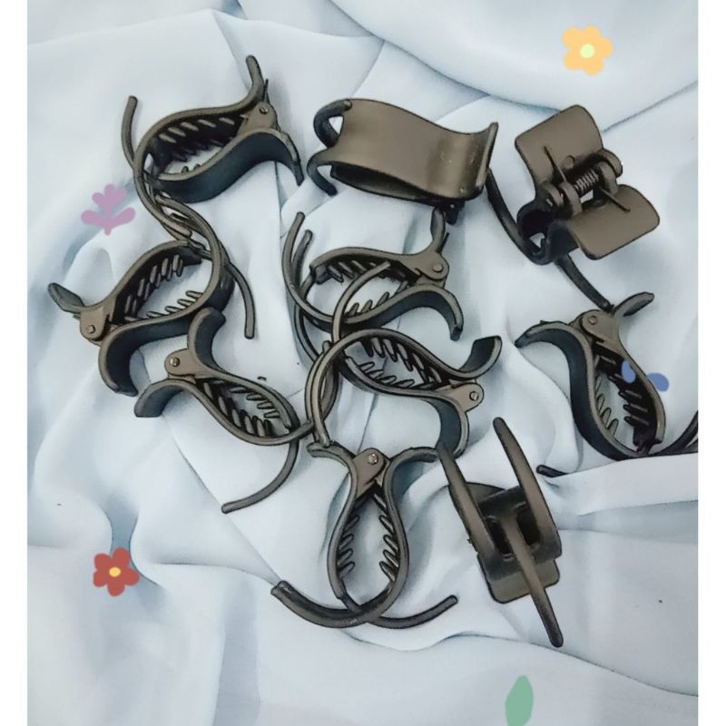 Kẹp Tóc Càng Cua 3 răng, 5 răng Nhựa Nhám Đen