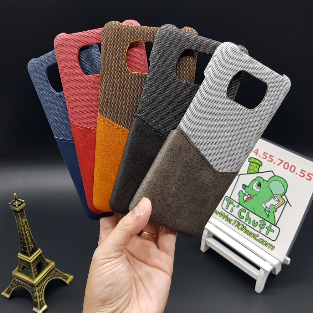 [Cao Cấp] Ốp Lưng Xiaomi Poco X3 NFC Vải Fabric Phối Da Nhét Tiền Thẻ ATM