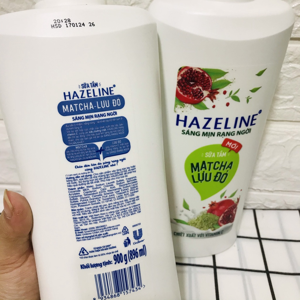 Sữa tắm dưỡng thể thiên nhiên trắng sáng da Hazeline 900g